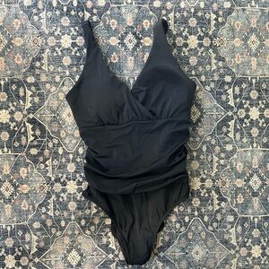 Boden Black Ruched Swimsuit - Size 10